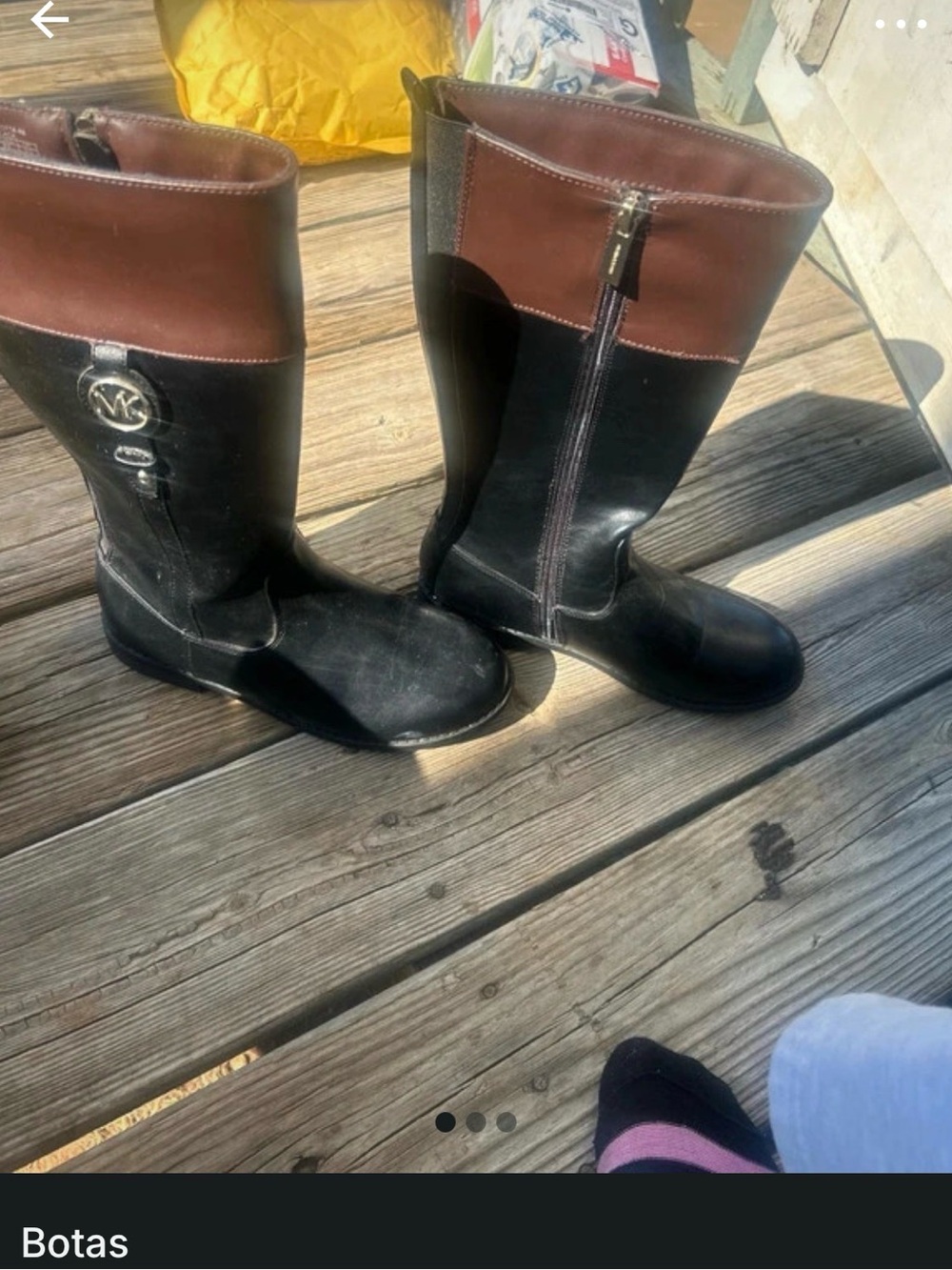 Michael Kors Men’s Black and Brown Mid-Calf Riding Boots